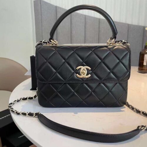 Alternative view of Chanel Trendy CC Medium Smooth Pattern Top Handle Bags Black 25cm A92236 Y60767 94305