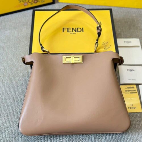 Alternative view of Fendi Peekaboo Medium Soft Leather Shoulder Bag Dove Grey 33Cm