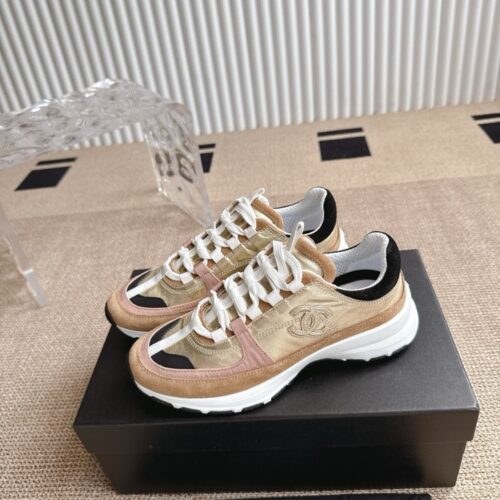 Alternative view of Chanel Sneaker Suede And Laminated Gold In Dark Beige G46609 B21320 U2406