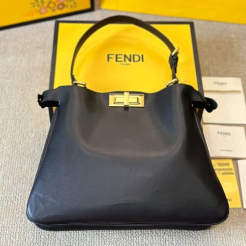 Alternative view of Fendi Peekaboo Medium Soft Leather Shoulder Bag Black 33Cm