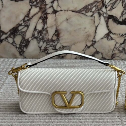 Alternative view of Valentino Garavani Locó Shoulder Bag In Pleated Nappa White 26Cm