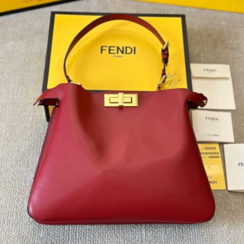 Alternative view of Fendi Peekaboo Medium Soft Leather Shoulder Bag Red 33Cm