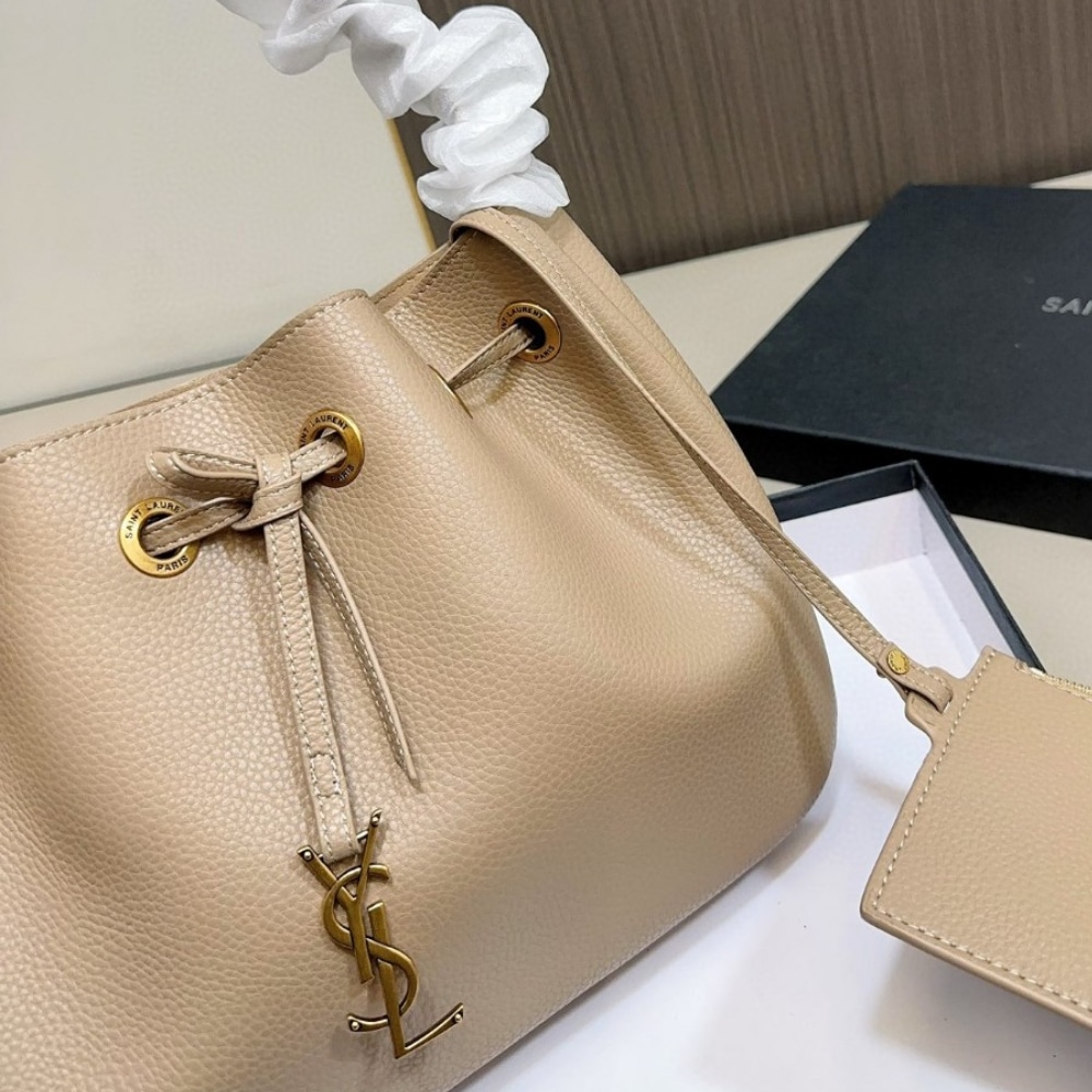 Saint Laurent Paris VII Smooth Leather Hobo Bag Beige 30Cm - Image 3
