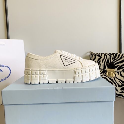Alternative view of Prada Double Wheel Gabardine Sneaker White 1E260M 3Lfx F0009 F B050