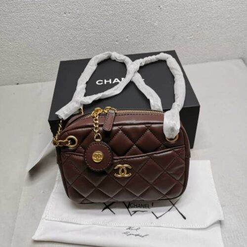 Alternative view of Chanel Mini Smooth Leather Camera Case Dark Brown 18cm AS5190 B18306 NZV43