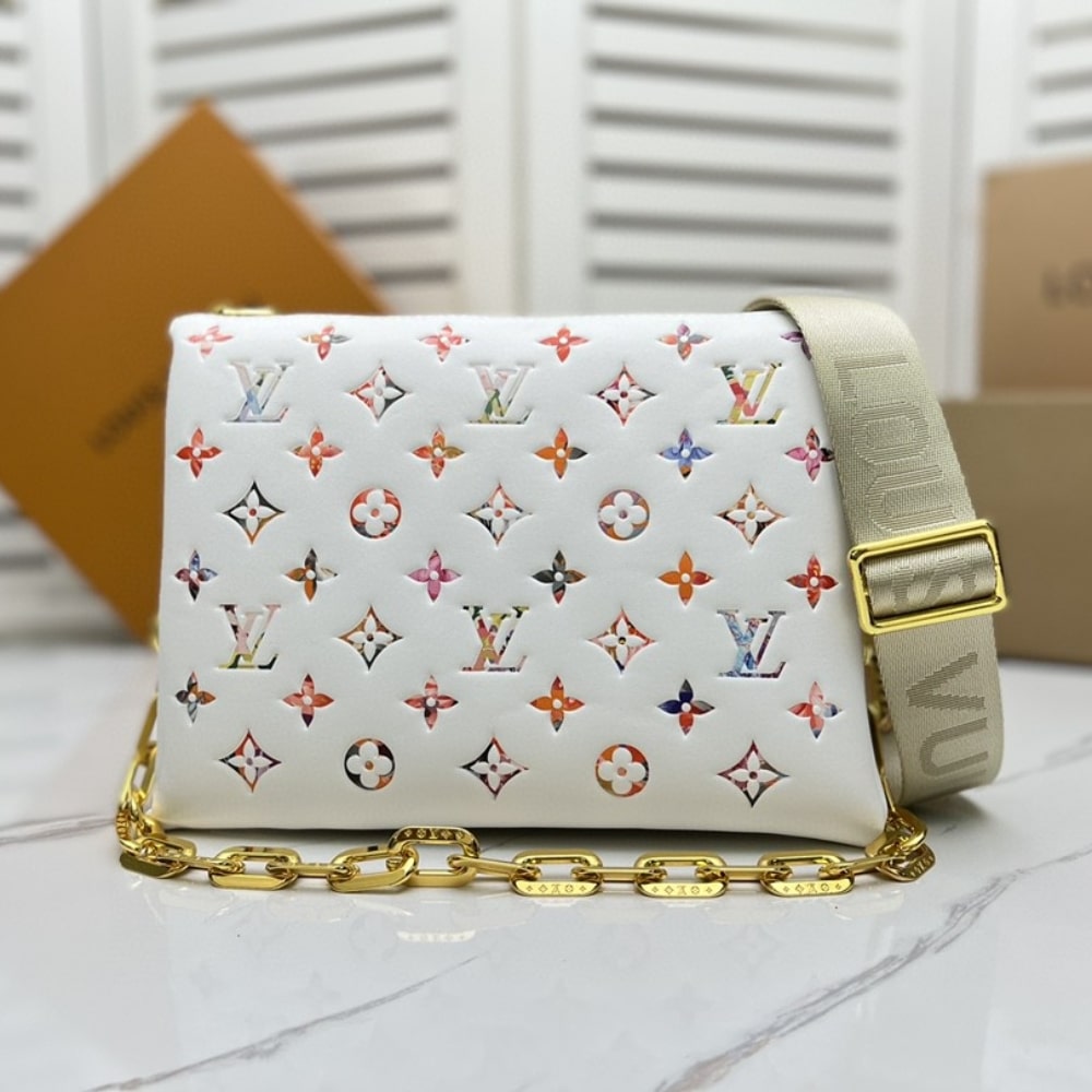 Louis Vuitton Coussin PM Monogram Embossed Shoulder Bag Multicolor Flower White 26Cm M21209 - Image 2