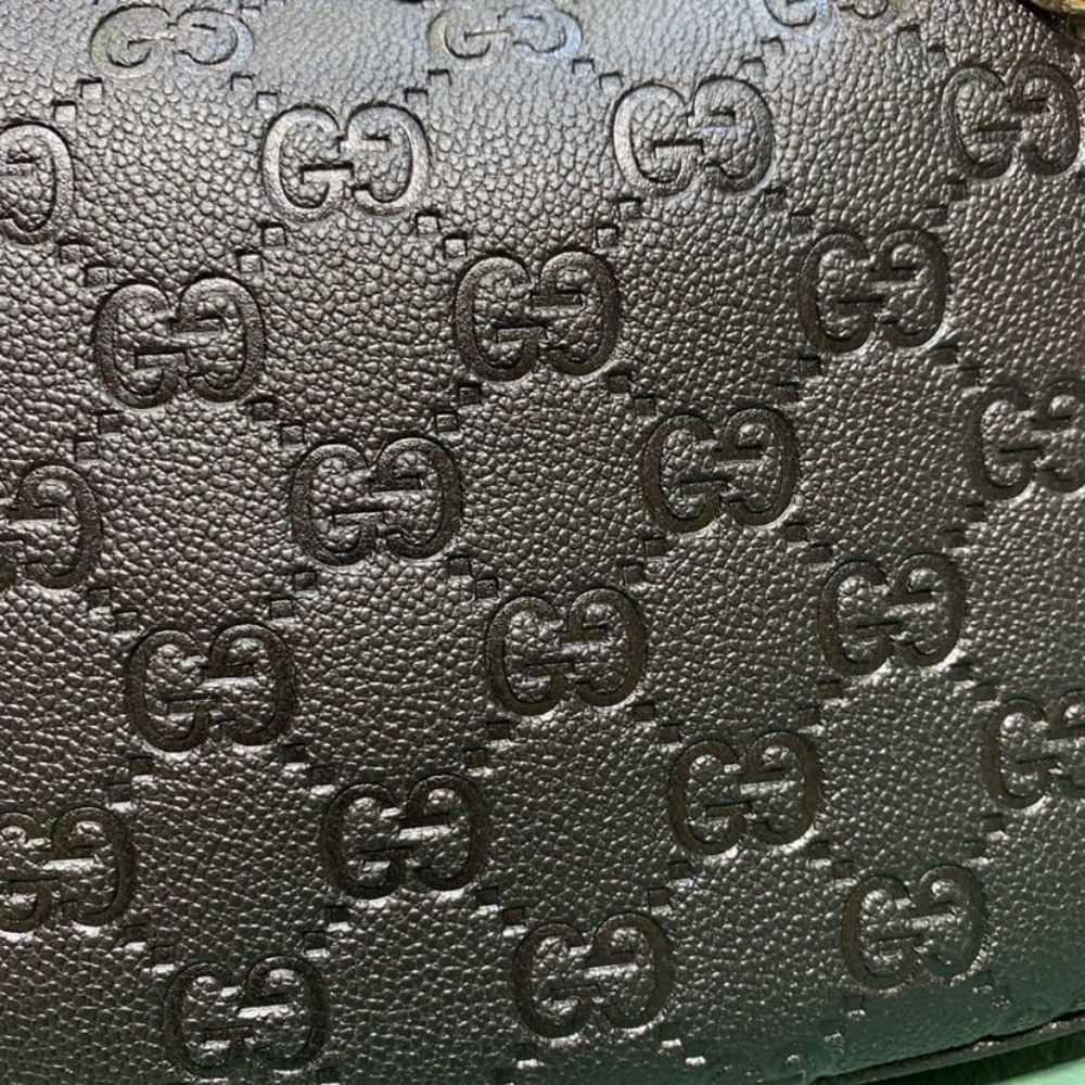 Gucci GG Emblem Small Grained Leather Shoulder Bag Black 23Cm 815409 Aaeem 1000 - Image 10