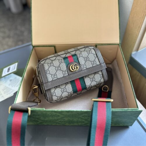 Alternative view of Gucci Ophidia Mini GG Supreme Canvas Crossbody Bag Beige Ebony 20Cm