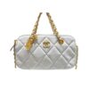 Chanel Matelasse Mini Smooth Leather Bowling Bag Mint Blue 20cm