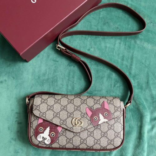 Alternative view of Gucci Mini GG Monogram Canvas Shoulder Bag Beige Ebony 22Cm
