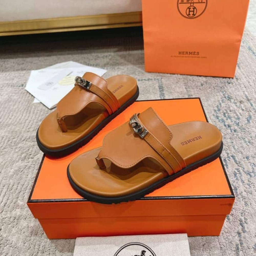 Hermes Empire Sandals Smooth Leather Marron Glaise H221074Z 1V360 - Image 4