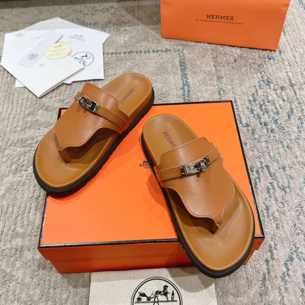 Hermes Empire Sandals Smooth Leather Marron Glaise H221074Z 1V360 - Image 3