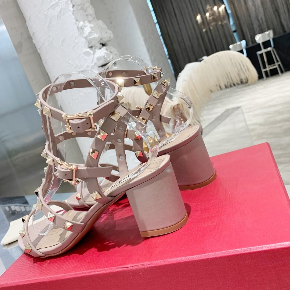 Valentino Garavani Rockstud Ankle Strap Sandal 60mm Beige 7W2S0491VBP P45 - Image 4