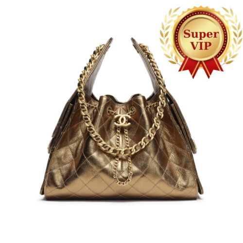 [Super Vip 1:1] Chanel 25 Small Handbag Metallic Grained And Gold Metal Dark Gold 26Cm AS5293 B21060 U2158