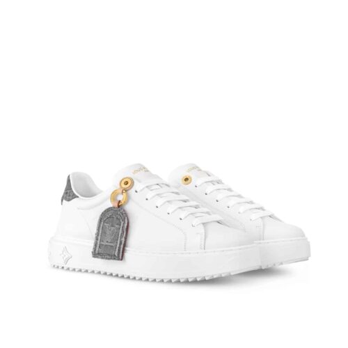 Louis Vuitton Time Out Leather Sneaker Gray And White 1AGUY9