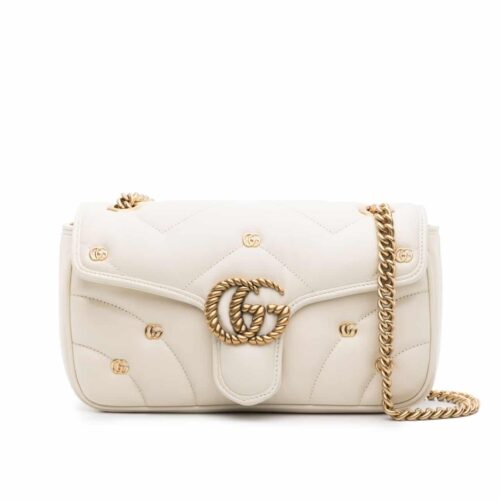 Gucci GG Marmont Small Matelasse Leather Shoulder Bag White 26Cm 443497 Aacpg 9206