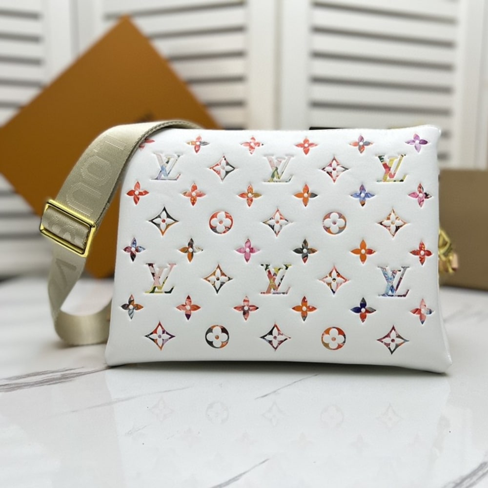 Louis Vuitton Coussin PM Monogram Embossed Shoulder Bag Multicolor Flower White 26Cm M21209 - Image 3
