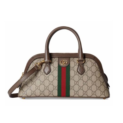 Gucci Ophidia Small GG Supreme Canvas Top Handle Bag Beige Ebony 30Cm