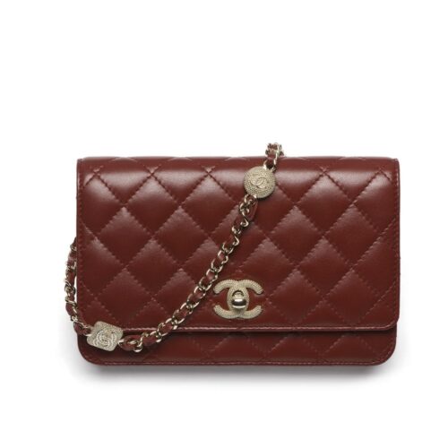 Chanel Classic Small Smooth Leather Wallet On Chain Dark Red 20cm AP4299 B18216 NZV44