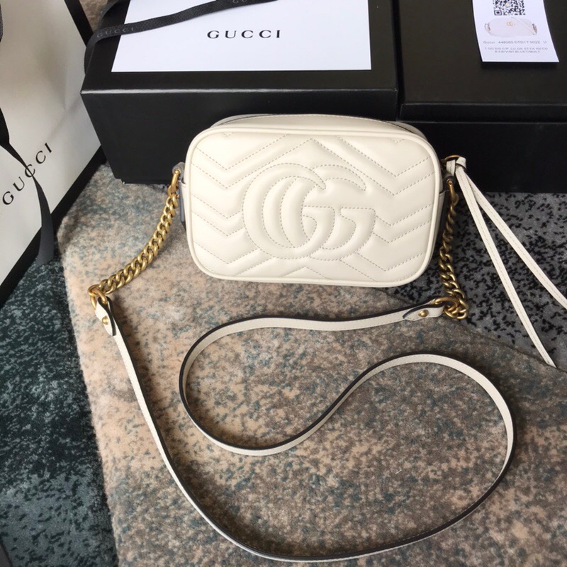 Gucci GG Marmont Small Matelasse Leather Shoulder Bag White 24cm 447632 DTD1T 9022 - Image 8