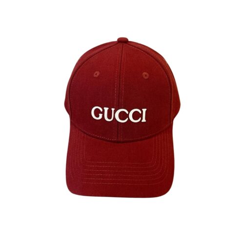 Gucci Embroidered Logo Cotton Baseball Cap Red