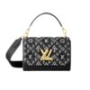Louis Vuitton Twist MM Monogram Jacquard Shoulder Bag Black 23Cm