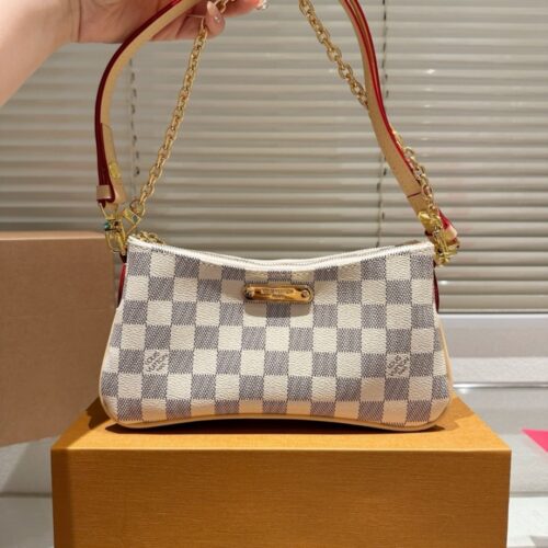 Alternative view of Louis Vuitton Pochette Liv Damier Azur Shoulder Bag White 24cm N00228