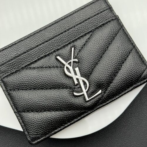 Alternative view of Saint Laurent Cassandre Matelassé Grain De Poudre Leather Card Case Black 10Cm 423291BOW021000