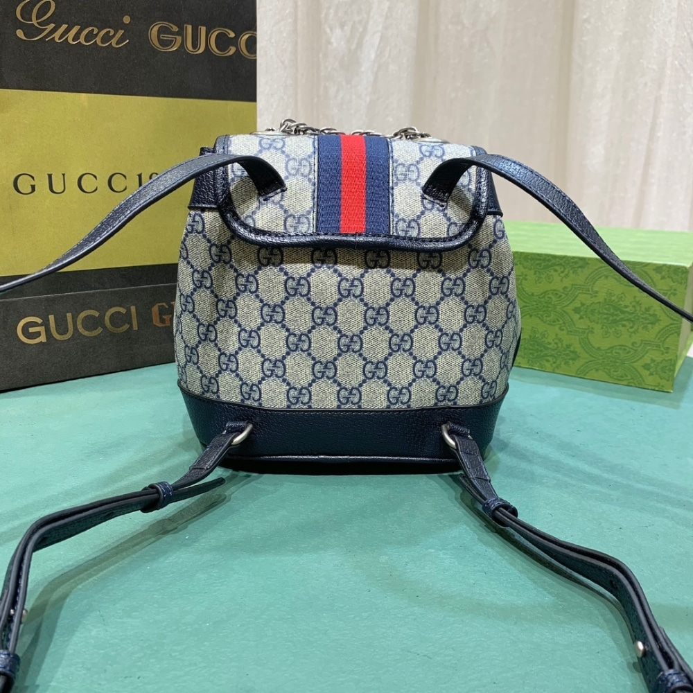 Gucci Ophidia Mini GG Supreme Canvas Backpack Beige Blue 20Cm 795221 96Iwn 4076 - Image 6