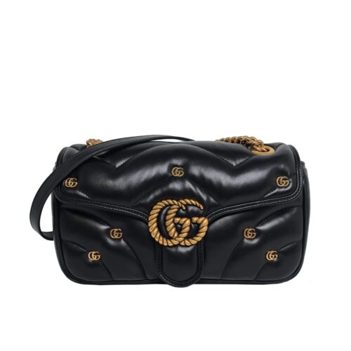 Gucci GG Marmont Small Matelasse Leather Shoulder Bag Black 26Cm 443497 Aacpg 1000