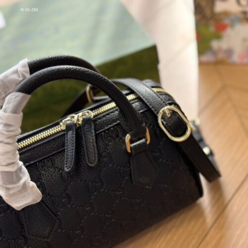 Alternative view of Gucci GG Emblem Small Leather Top Handle Bag Black 22Cm