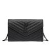 Saint Laurent Cassandre Matelassé Grain De Poudre Embossed Chain Wallet Black Noir 22Cm 377828Bow081000