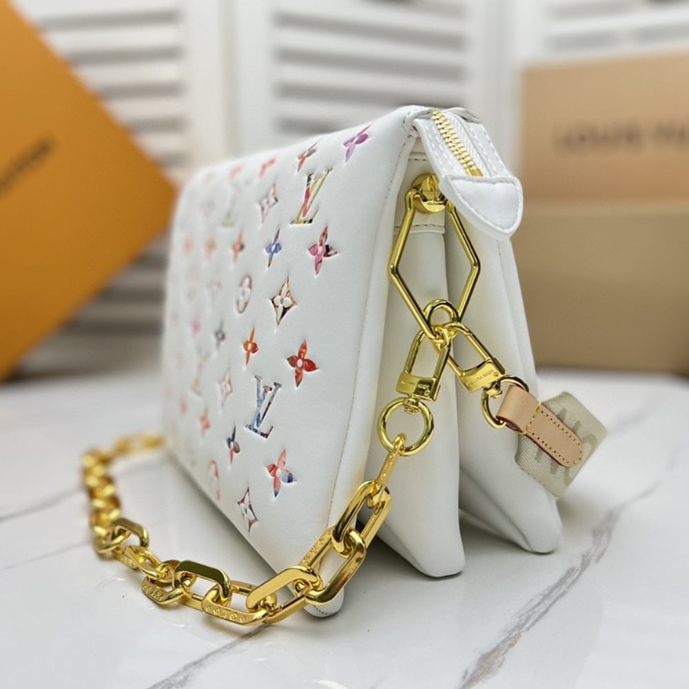 Louis Vuitton Coussin PM Monogram Embossed Shoulder Bag Multicolor Flower White 26Cm M21209 - Image 4