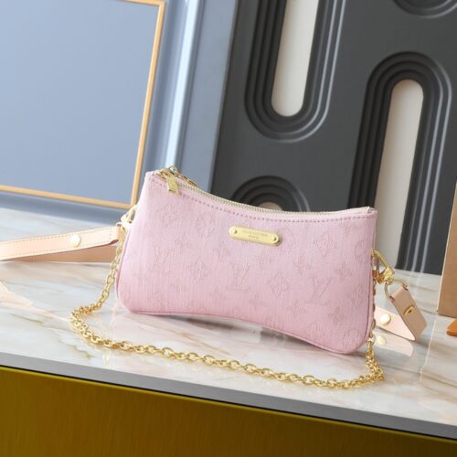 Alternative view of Louis Vuitton Pochette Liv Monogram Denim Shoulder Bag Washed Pink 24Cm M14159