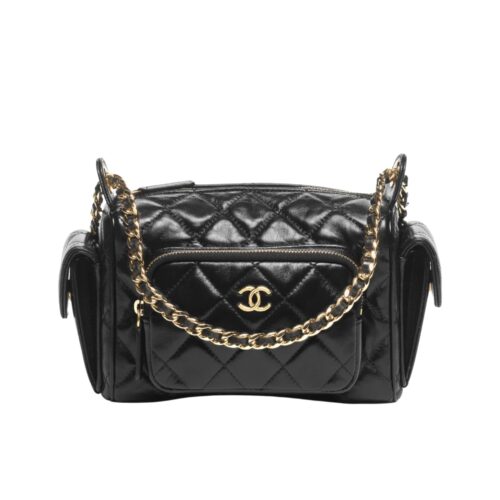 Chanel Camera Case Small Smooth Leather Camera Bags Black 23cm AS5220 B18234 94305