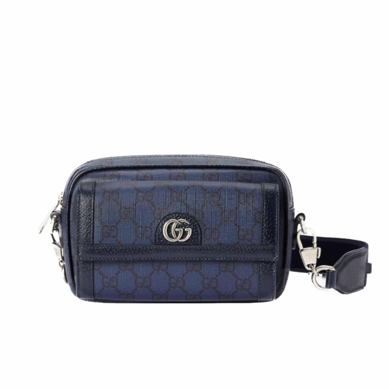 Gucci Ophidia Mini GG Supreme Canvas Crossbody Bag Dark Blue 20Cm