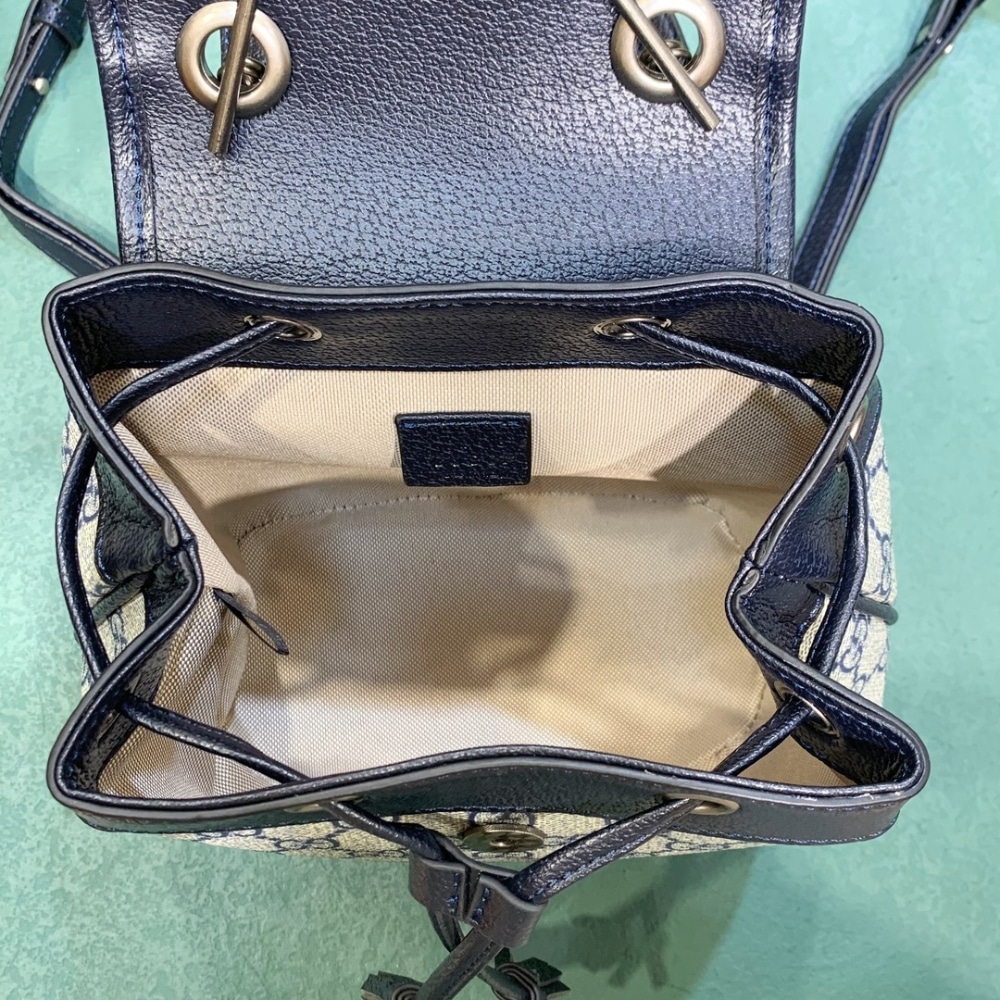 Gucci Ophidia Mini GG Supreme Canvas Backpack Beige Blue 20Cm 795221 96Iwn 4076 - Image 5