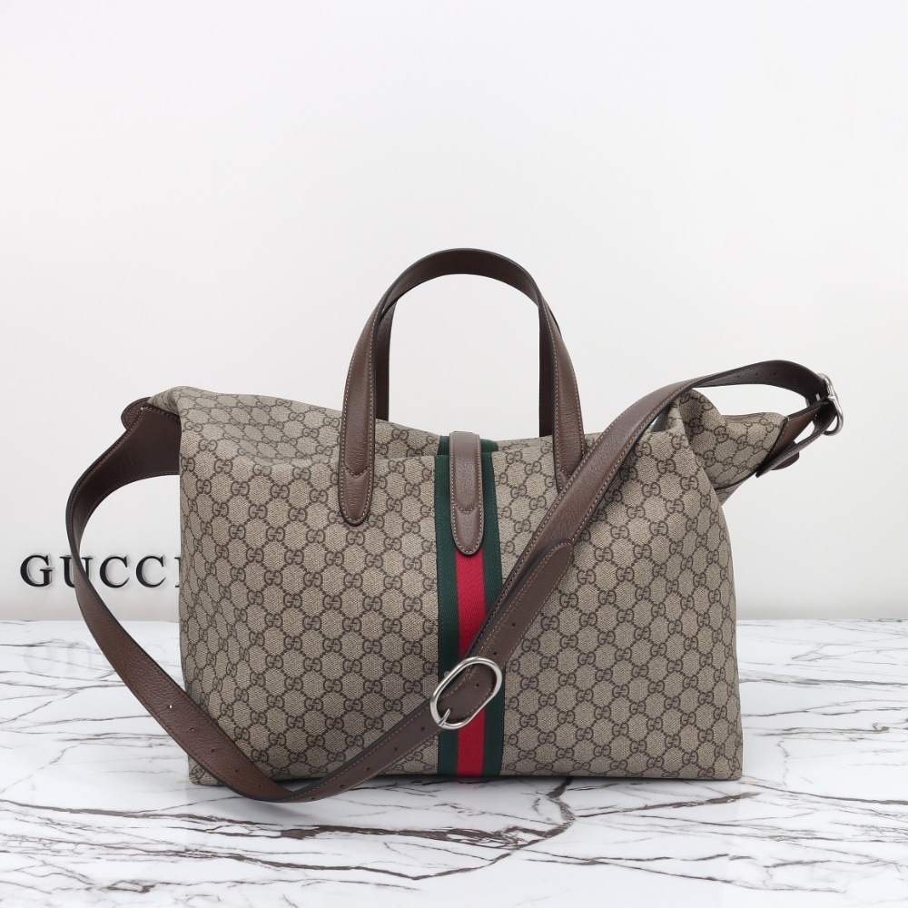 Gucci Jackie 1961 GG Supreme Canvas Shoulder Bag Beige Ebony 45Cm - Image 3