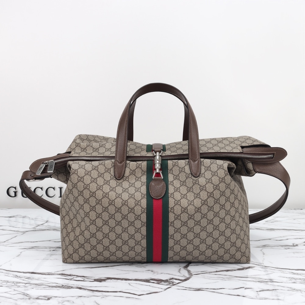 Gucci Jackie 1961 GG Supreme Canvas Shoulder Bag Beige Ebony 45Cm - Image 2