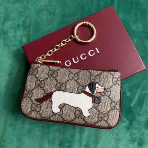 Alternative view of Gucci GG Monogram Canvas Key Case Beige And Dark Red 12cm