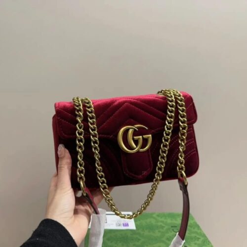 Alternative view of Gucci GG Marmont Velvet Leather Shoulder Bag Red 20Cm 443497K4D2T 6433