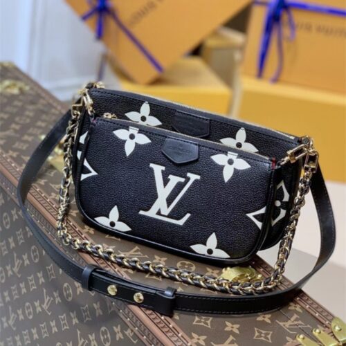 Alternative view of Louis Vuitton Multi Pochette Accessoires Bicolor Monogram Empreinte Crossbody Bag Black White 25Cm M45777