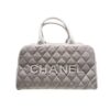 Chanel Bowling Bag Quilted Canvas Black 35Cm