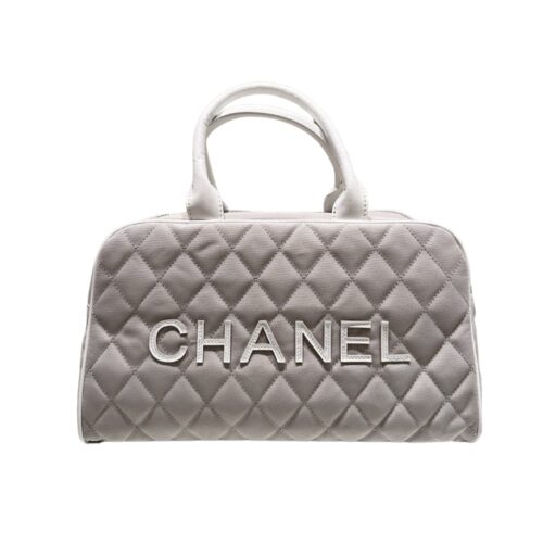 Chanel Bowling Bag Quilted Canvas Black 35Cm