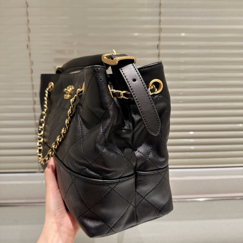 Chanel Shopping Bag Large Smooth Leather Tote Bag Black 36cm AS5657 B20829 94305 - Image 4