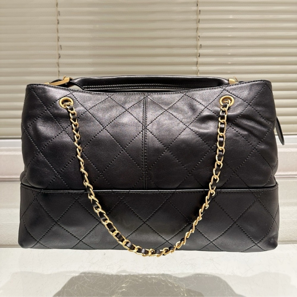 Chanel Shopping Bag Large Smooth Leather Tote Bag Black 36cm AS5657 B20829 94305 - Image 5
