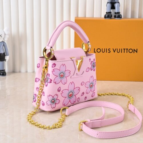 Alternative view of Louis Vuitton X Takashi Murakami Capucines Mini Cherry Blossom Top Handle Bags Pink 21cm M13249