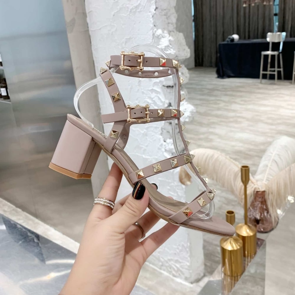 Valentino Garavani Rockstud Ankle Strap Sandal 60mm Beige 7W2S0491VBP P45 - Image 7