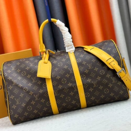 Alternative view of Louis Vuitton Keepall Bandoulière 50 Monogram Macassar Shoulder Bag Yellow 50cm M46771