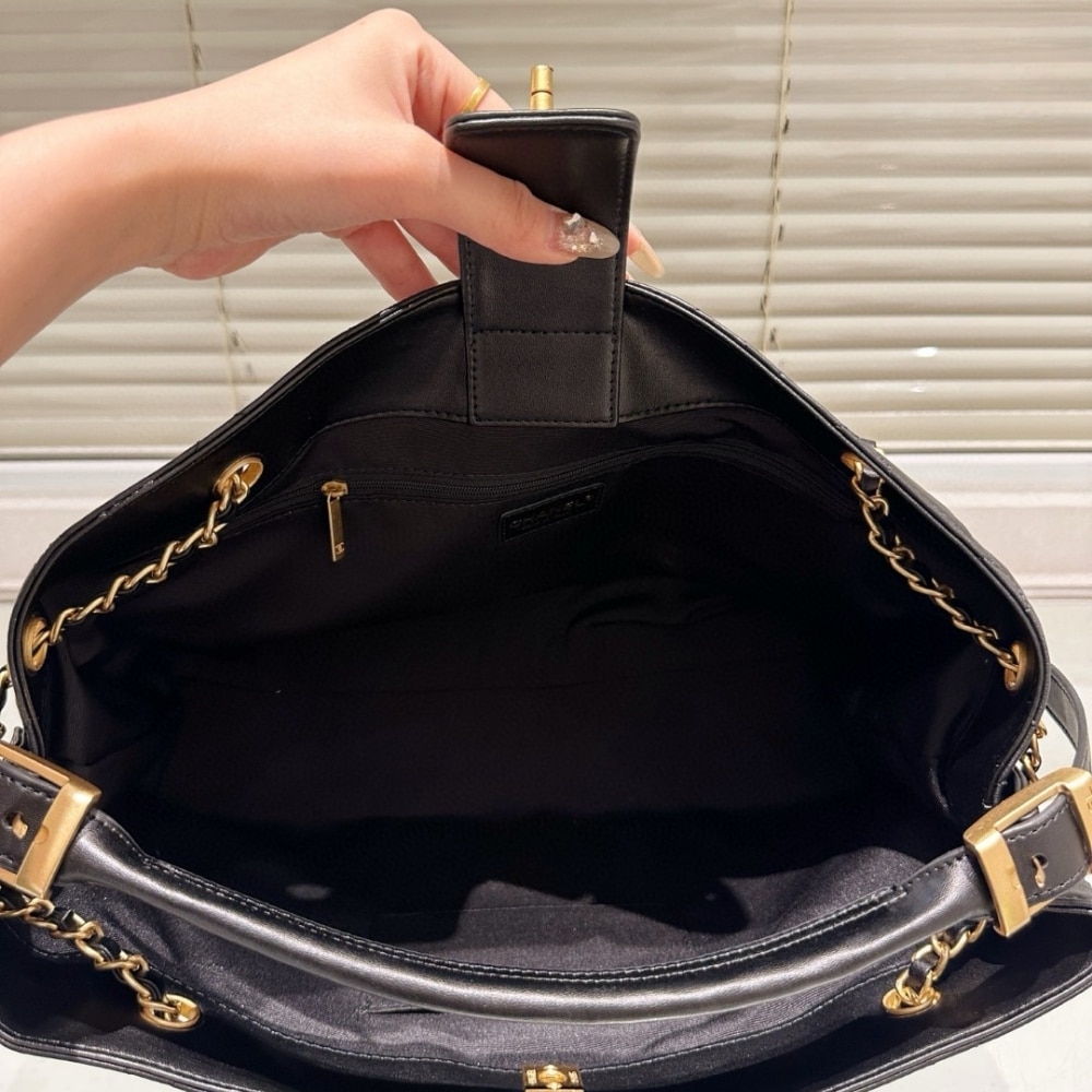 Chanel Shopping Bag Large Smooth Leather Tote Bag Black 36cm AS5657 B20829 94305 - Image 6